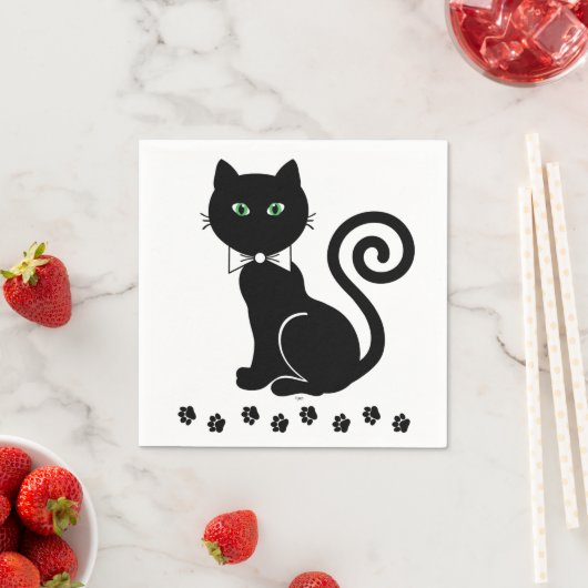 Serviette En Papier Cat Cravate Bow (En situation)