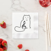 SERVIETTE EN PAPIER CAT ET MUSIQUE NOTE (En situation)