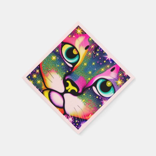 Serviette En Papier Cat Face Close Pop Art (Coin)