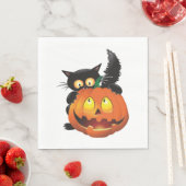 SERVIETTE EN PAPIER CAT HALLOWEEN (En situation)