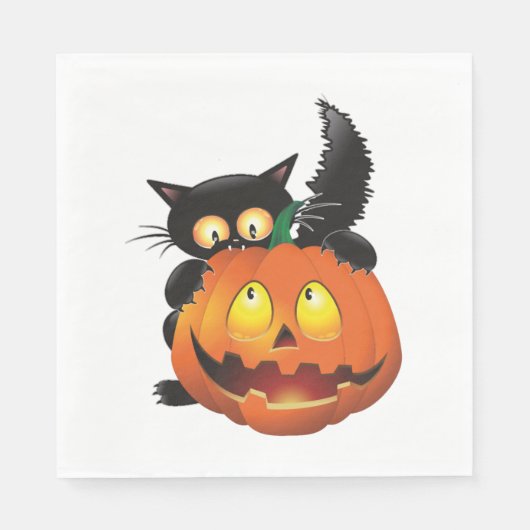 SERVIETTE EN PAPIER CAT HALLOWEEN (Devant)