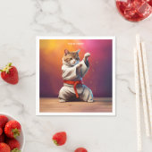 Serviette En Papier Cat Karateka En Kimono Taekwondo Kung Fu (En situation)