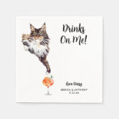 Serviette En Papier Cat Mariage Cocktail Napkins (Devant)
