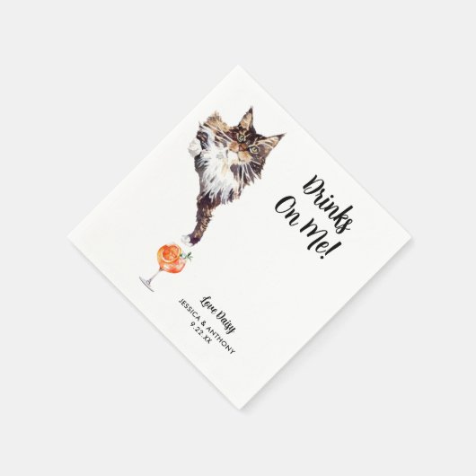 Serviette En Papier Cat Mariage Cocktail Napkins (Coin)
