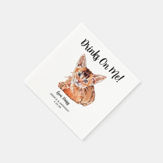 Serviette En Papier Cat Mariage Cocktail Napkins (Coin)