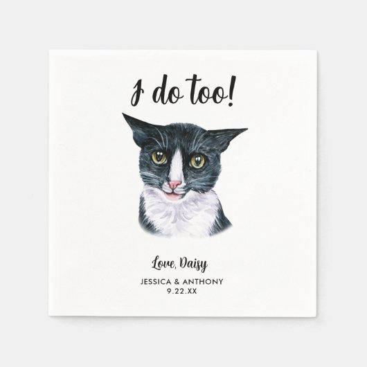 Serviette En Papier Cat Mariage Cocktail Napkins (Devant)