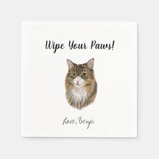 Serviette En Papier Cat Mariage Cocktail Napkins (Devant)
