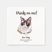 Serviette En Papier Cat Mariage Cocktail Napkins (Devant)