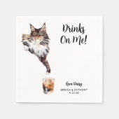 Serviette En Papier Cat Mariage Cocktail Napkins (Devant)