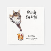 Serviette En Papier Cat Mariage Cocktail Napkins (Devant)