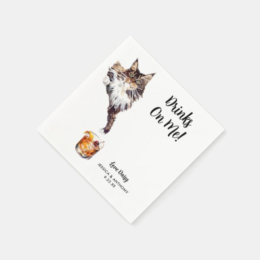 Serviette En Papier Cat Mariage Cocktail Napkins (Coin)