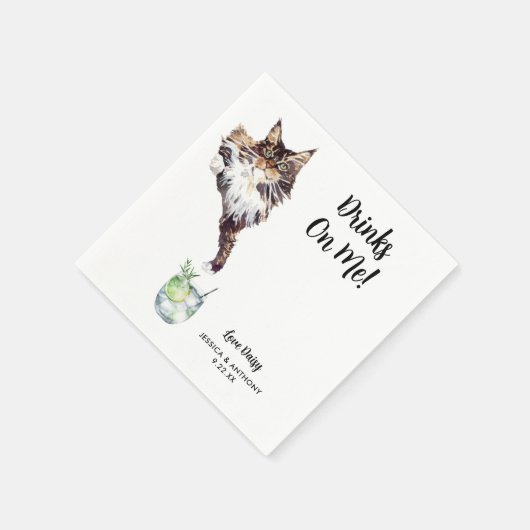 Serviette En Papier Cat Mariage Cocktail Napkins (Coin)