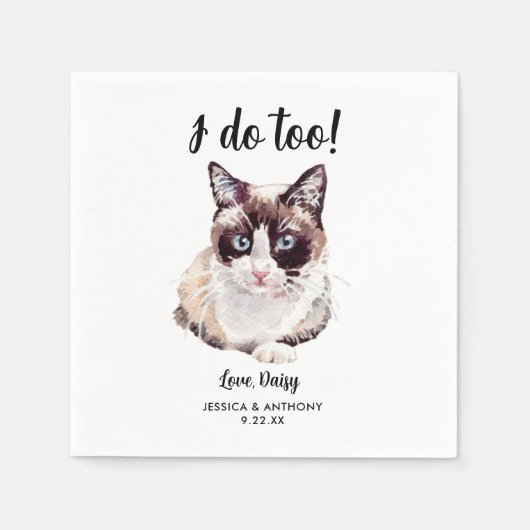 Serviette En Papier Cat Mariage Cocktail Napkins (Devant)