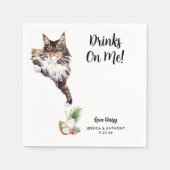 Serviette En Papier Cat Mariage Cocktail Napkins (Devant)
