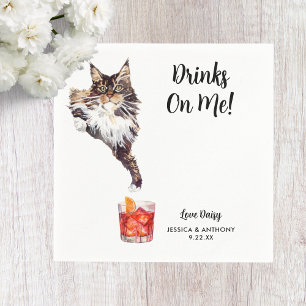 Serviette En Papier Cat Mariage Cocktail Napkins