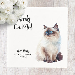 Serviette En Papier Cat Mariage Cocktail Napkins