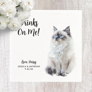 Serviette En Papier Cat Mariage Cocktail Napkins