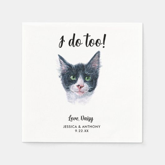 Serviette En Papier Cat Mariage Cocktail Napkins (Devant)