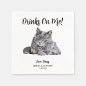Serviette En Papier Cat Mariage Cocktail Napkins (Devant)