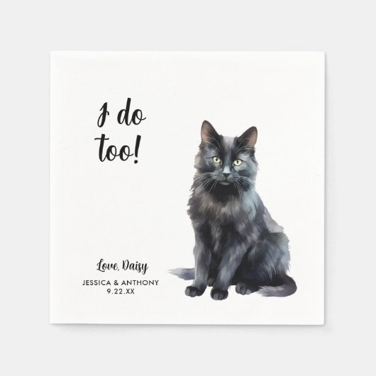 Serviette En Papier Cat Mariage Cocktail Napkins (Devant)