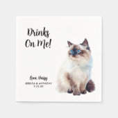 Serviette En Papier Cat Mariage Cocktail Napkins (Devant)