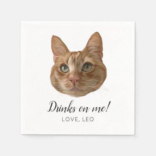 Serviette En Papier Cat Mariage Cocktail sur mesure Serviettes Boisson (Devant)