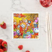 Serviette En Papier Cat Musical Band (En situation)