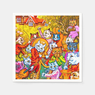 Serviette En Papier Cat Musical Band