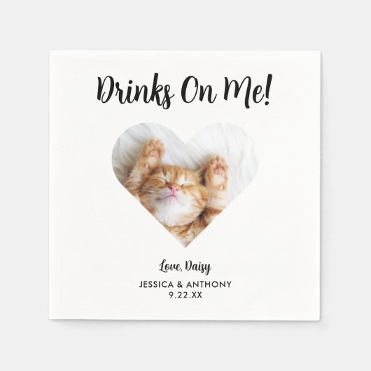 Serviette En Papier Cat Photo Mariage Cocktail Napkins (Devant)