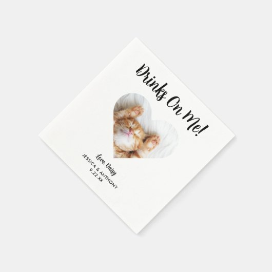 Serviette En Papier Cat Photo Mariage Cocktail Napkins (Coin)