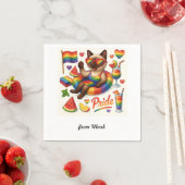 Serviette En Papier Cat Pride Paws Pride d'inspiration chat LGBTQ (En situation)