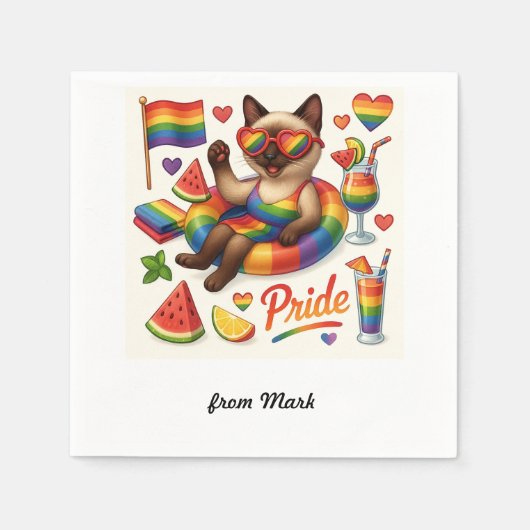 Serviette En Papier Cat Pride Paws Pride d'inspiration chat LGBTQ (Devant)