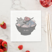 Serviette En Papier Cat Ramen Kawaii (En situation)