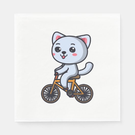 Serviette En Papier Cat Riding Bicycle Cat design gifts for women (Devant)