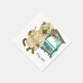 Serviette En Papier Cat Spa themed for Siamese Cat Lovers (Coin)