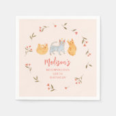 Serviette En Papier Cat Thème Pink Anniversaire (Devant)