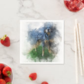 Serviette En Papier Catahoula léopard bleu en aquarelle (En situation)