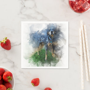 Serviette En Papier Catahoula léopard bleu en aquarelle