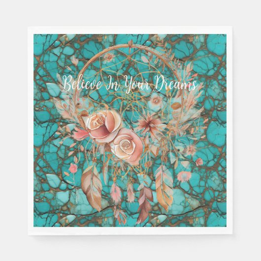 Serviette En Papier Catcher de rêve Turquoise (Devant)