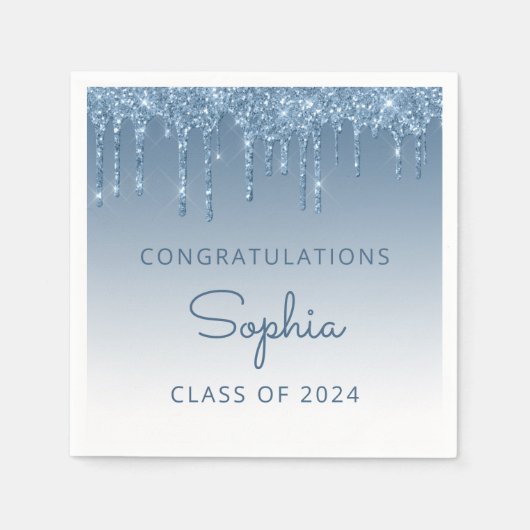 Serviette En Papier Catégorie de Parties scintillant bleue 2024 (Devant)