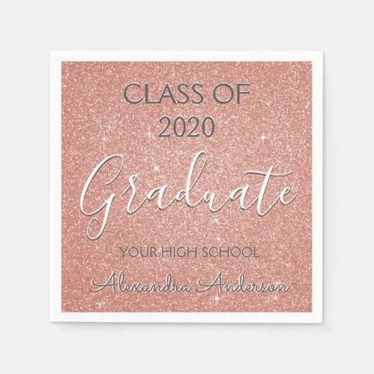 Serviette En Papier Catégorie or Rose 2019 - Parties scintillant rose  (Devant)