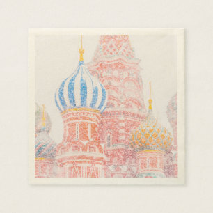 Serviette En Papier Cathédrale de St Basil dans la tempête de neige