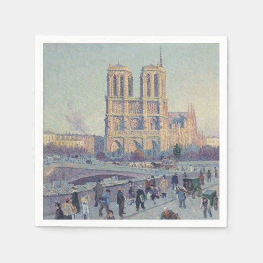 Serviette En Papier Cathédrale Notre-Dame Paris France Peinture classi (Devant)