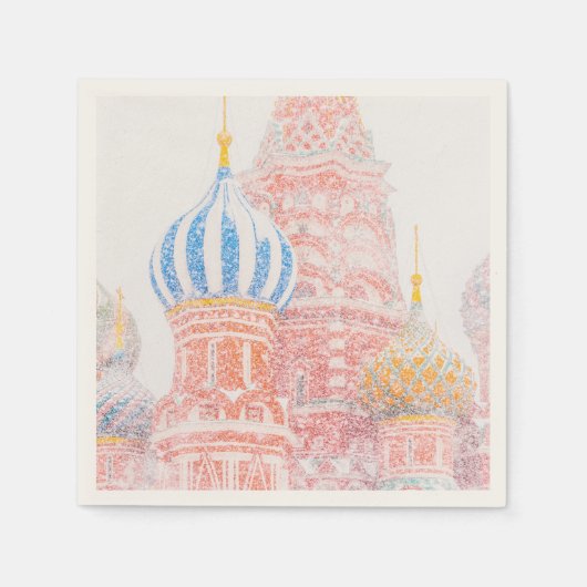 Serviette En Papier Cathédrale Saint-Basile en tempête de neige (Devant)