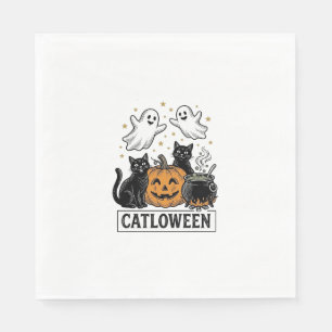 Serviette En Papier Catloween Chat Fantôme Vintage Design de Chemise H