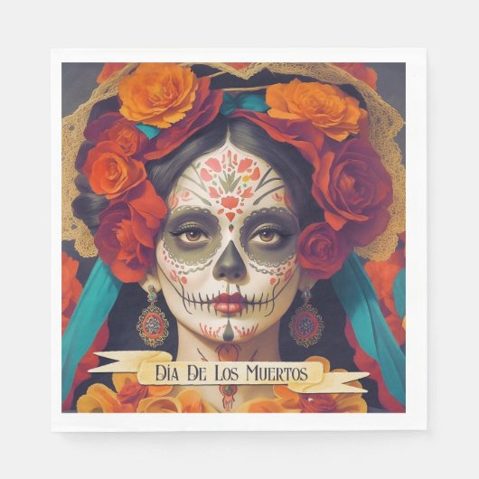 Serviette En Papier Catrina Day Of Dead 1 Avec Texte (Devant)
