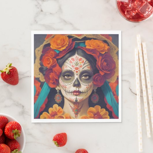 Serviette En Papier Catrina Day Of The Dead 1 (En situation)