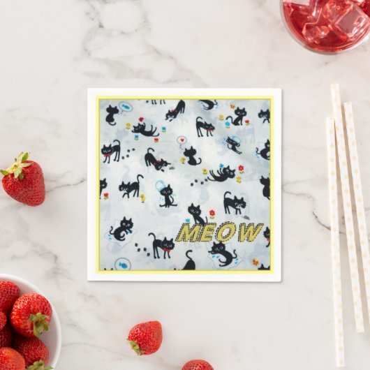 Serviette En Papier Cats Meow Kitten Motif Napkins (En situation)