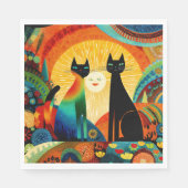 Serviette En Papier Cats on Bright and Colorful Background, (Devant)