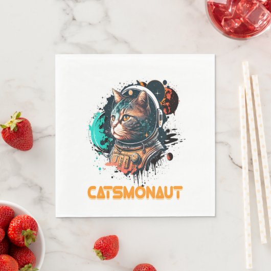 Serviette En Papier Catsmonaute Astronaut Chat Ou Chat Spatial (En situation)